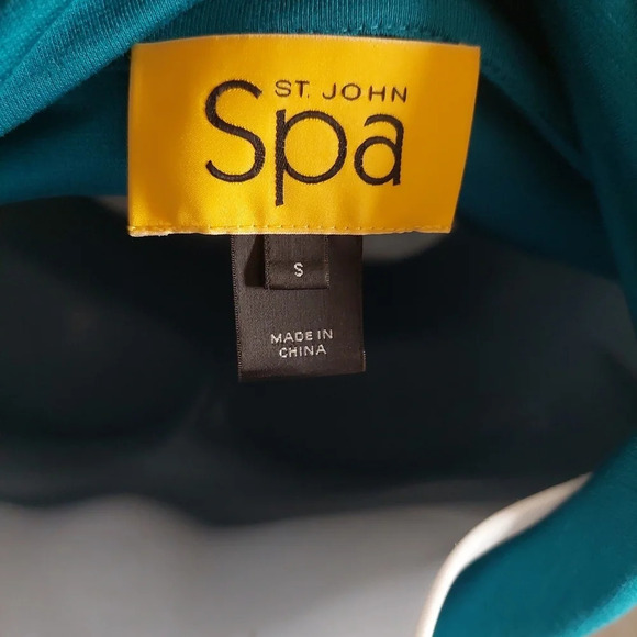 ST.JOHN Turquoise Jersey Zip up  lightweight Jacket cinched waist  Small - Picture 8 of 10